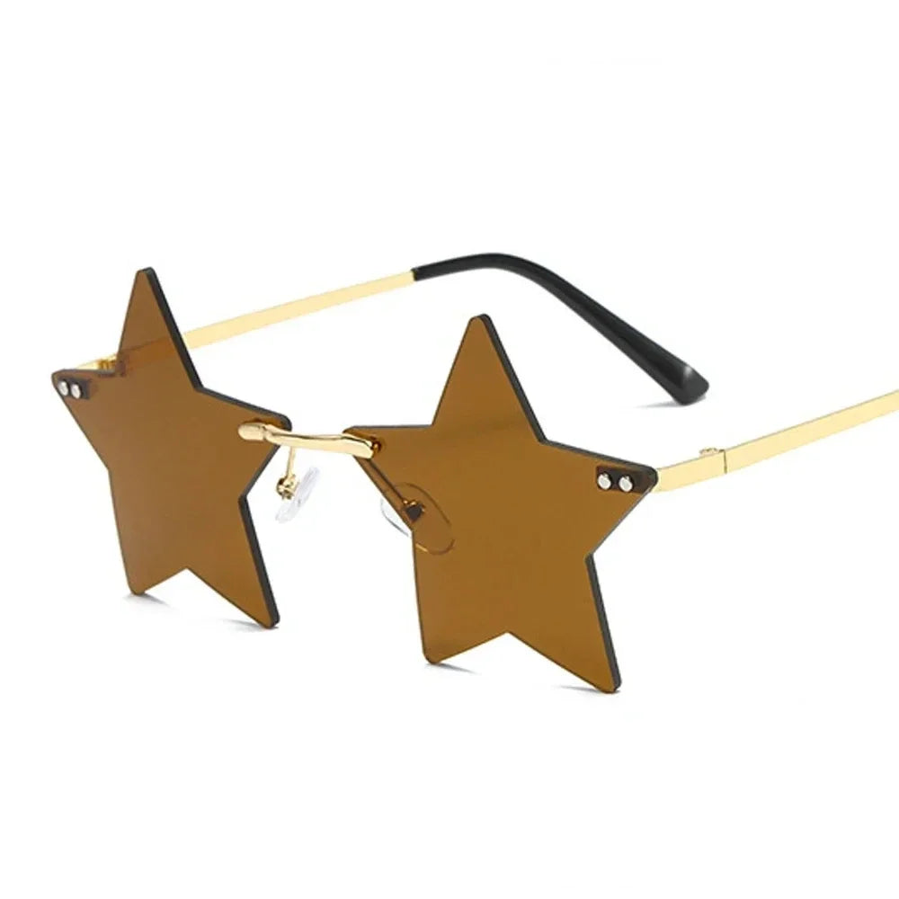 Star Shape Sun Glasses Funny Pentagram Eyewear Eyeglasses Christmas Decoration Party Glasses Rimless Sunglasses