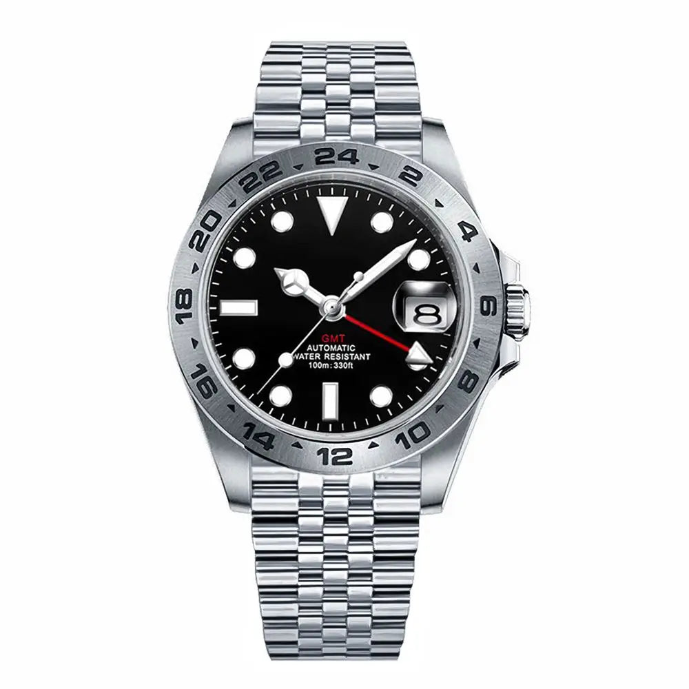 Custom Luxury 39mm NH34 Automatic Mechanical  GMT Watch Full Steel Male Watch Sapphire Luminous Waterproof for Men Reloj Hombre