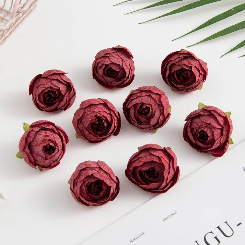 50/100PCS Artificial Flowers Silk Tea Roses Bud Diy Gifts Candy Box Christmas Decorations for Home Garden Wedding Accessories