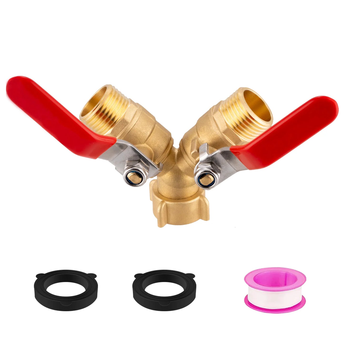 2025 New Brass 3/4" Garden Hose Splitter 2-way Tap Y-Type Watering Connector Garden Tap Outdoor Faucet Full Flow Hose  Splitter