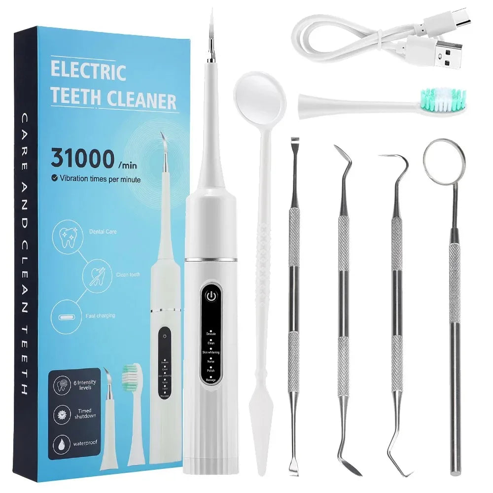Electric Tooth Cleaner Waterproof Toothbrush Sonic Vibration Dental Scaler Plaque Calculus Tartar Remover Teeth Cleaning Tools