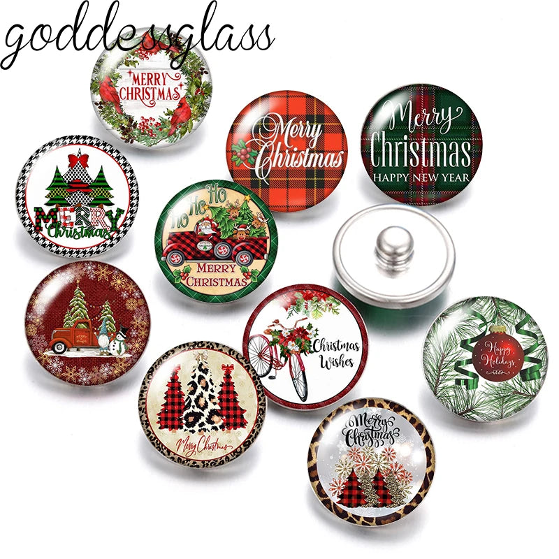 Christmas Elk Trees Birds Car Patterns Words Photo 10pcs 12mm/18mm snap buttons for 12mm/18mm snap bracelets DIY jewelry