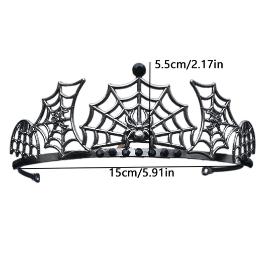 1pc Dark Goddess Gothic Style Halloween Niche Design Spider Web Crown Headpiece Makeup Ball Vampire Role-playing Hair Crown