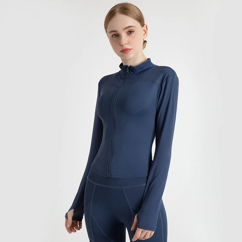 2024 New Yoga Coat Short Sports Jacket WOMEN'S Fitness Clothes Slimming Body Sculpting Zipper Yoga Jacket