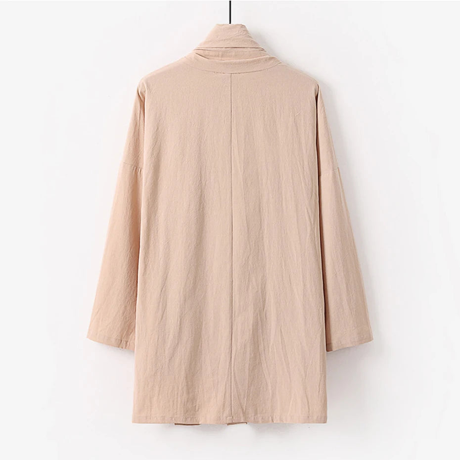 9XL 8XL Plus Size Taoist Robe Kimono Solid Cotton Linen Jackets Coat Man Big Size 7XL 6XL Kimono Outwear