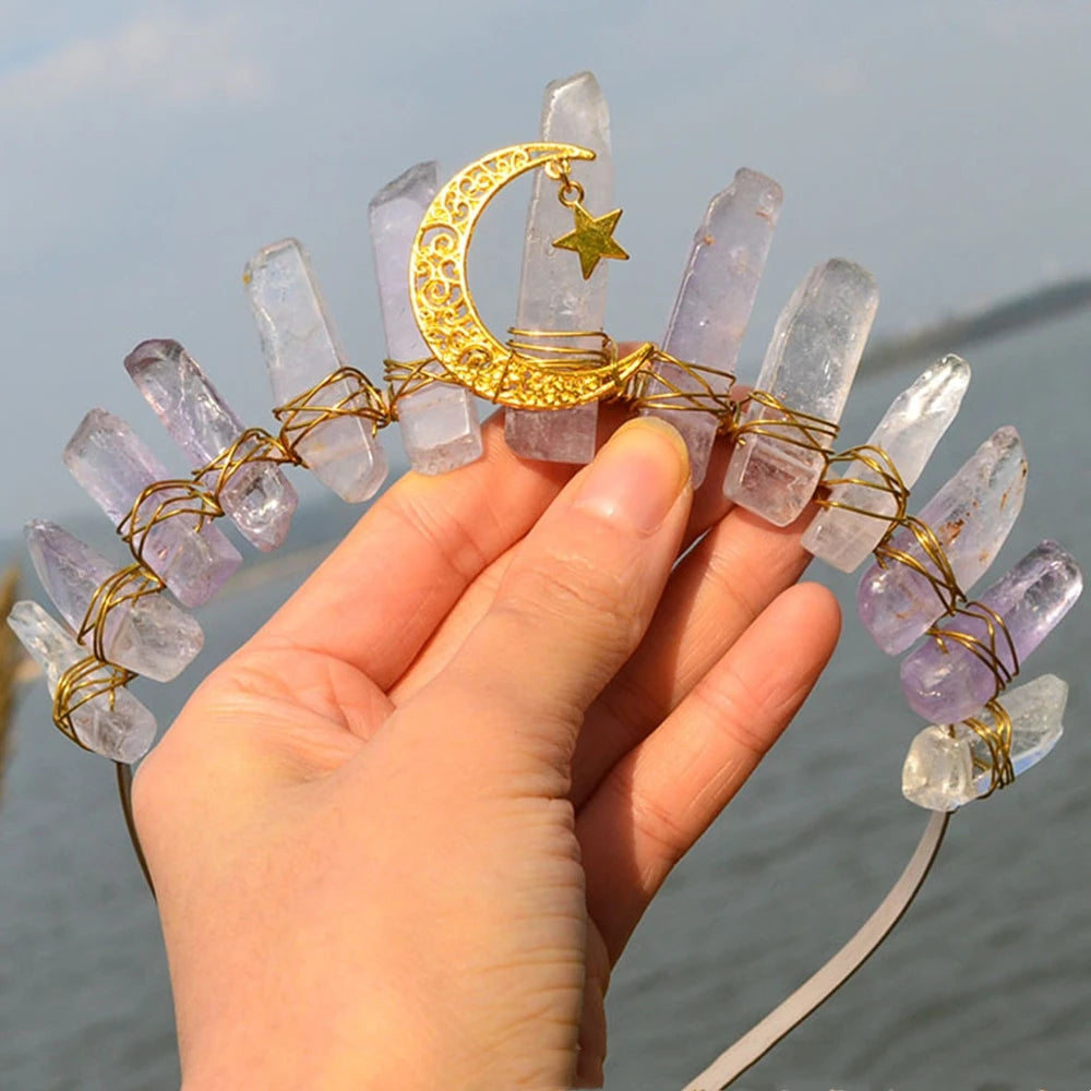 Natural Crystal Queen Tiaras and Crowns Bridal Diadem For Bride Women Headpiece Hair Ornaments Wedding Head Jewelry Accessories