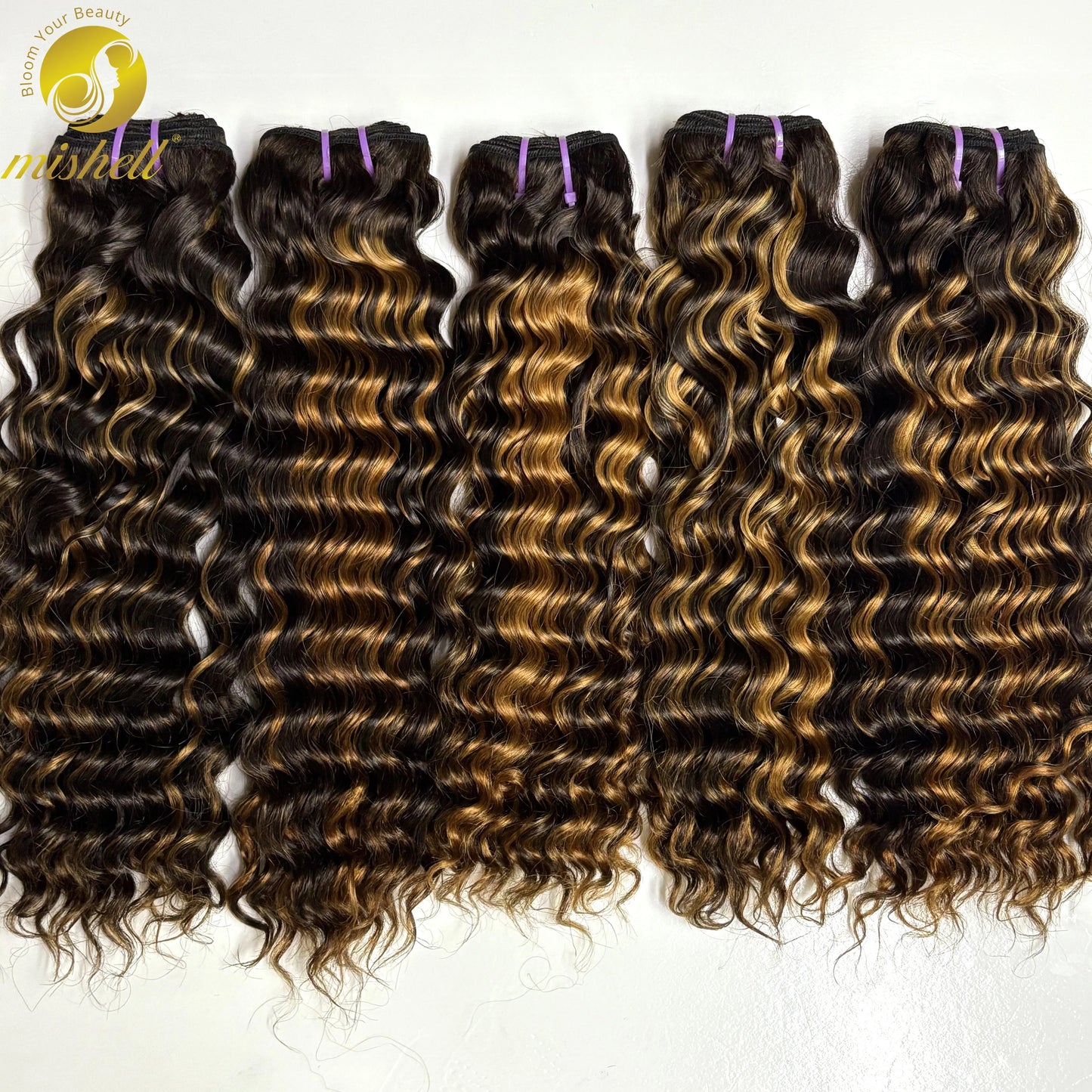 14inch Raw Vietnamese Unprocessed P4/30 Highlight Deep Wave Hair Bundles 16A 100% Human Hair Weave Extensions for Women