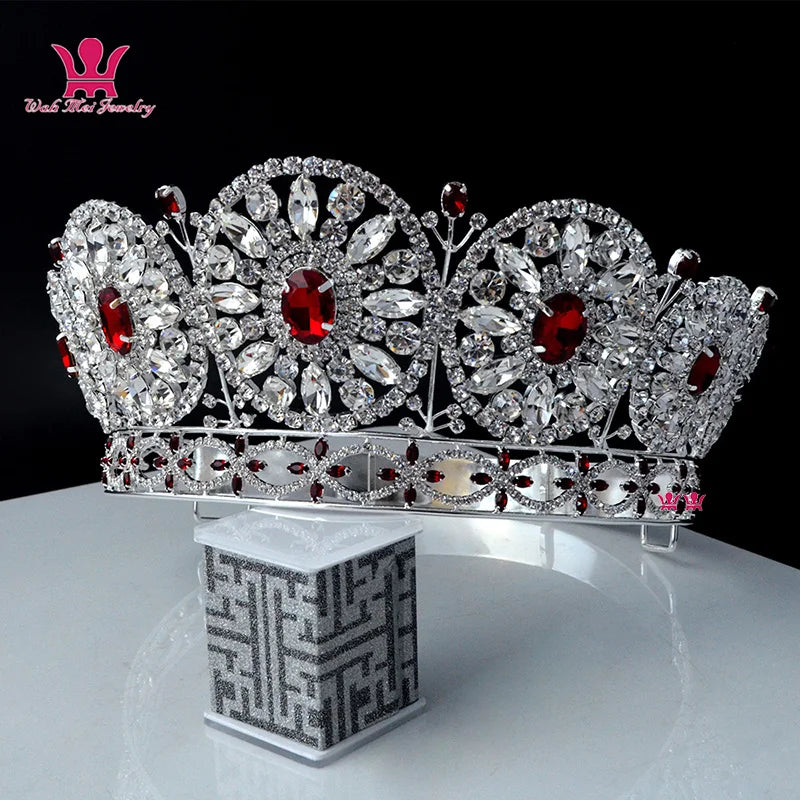 Hairdressing adjustable heads made by high-end rear crown, red stone hand made of red hair, Miss Global Beauty Pageant