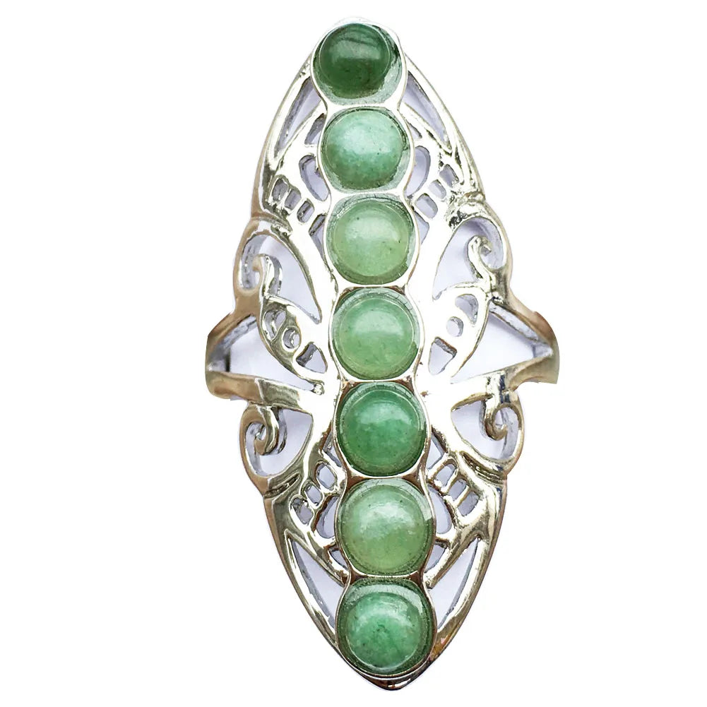 Malachite Lapis Lazuli Tiger Eye Malachite Goldstone Opal Unakite Carnelian Crystal Women Men Art  Ring  Adjust Size PWB791