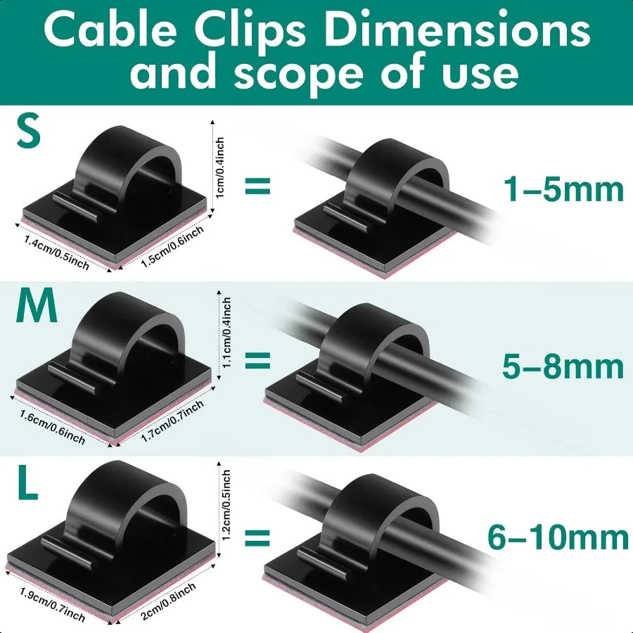 60 Pieces Mini Cable Clips Hooks Christmas Light Clips Self Adhesive Light Hooks Cord Clips for Desk Outdoor String Lights Smal