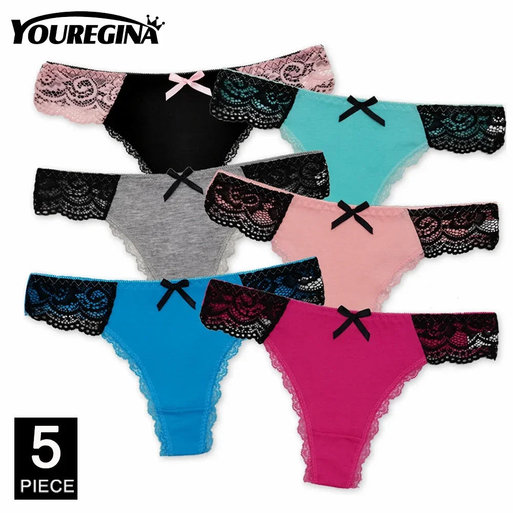 Ladies Cotton Thongs Panties Women Culottes Sexy G Strings Female Underwear Lingerie Comfort Soft Low Rise Tangas 5 pcs/lot