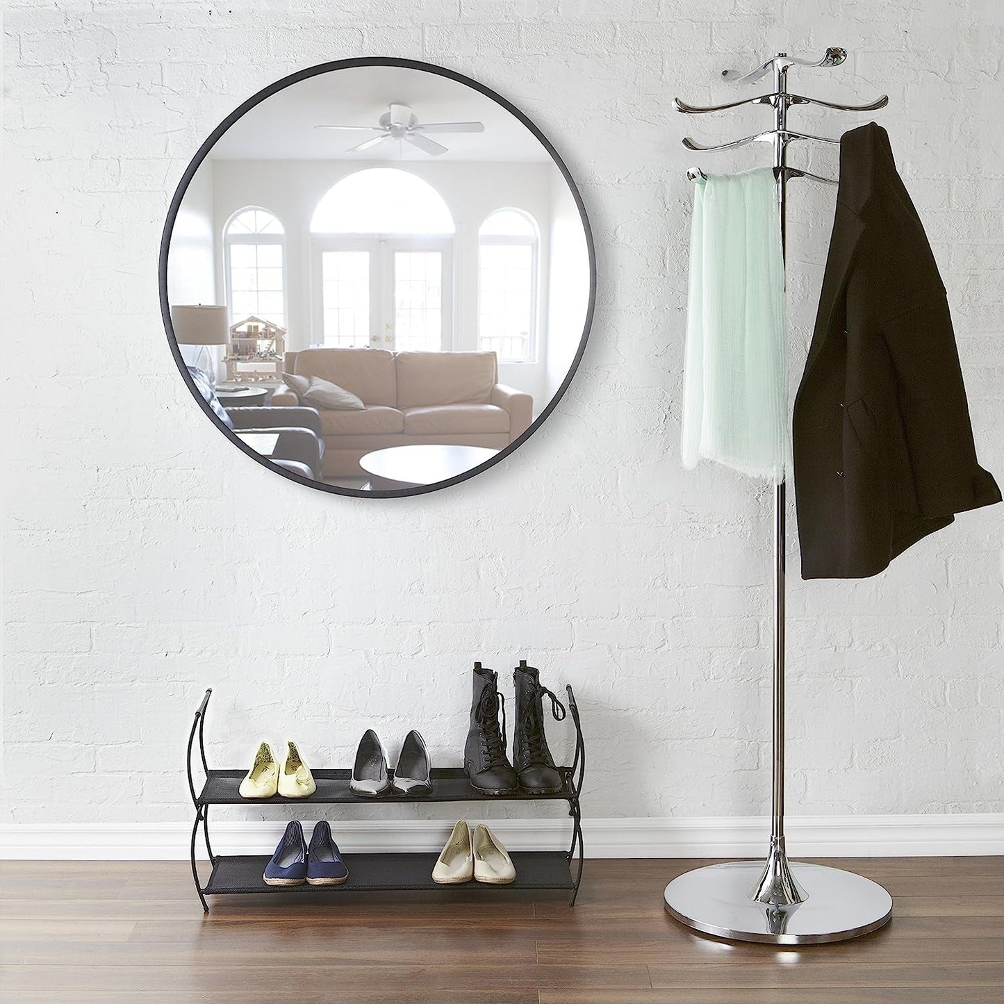 Round Rubber Wall Mirror 37 Inch Diameter With Protective Rubber Frame
