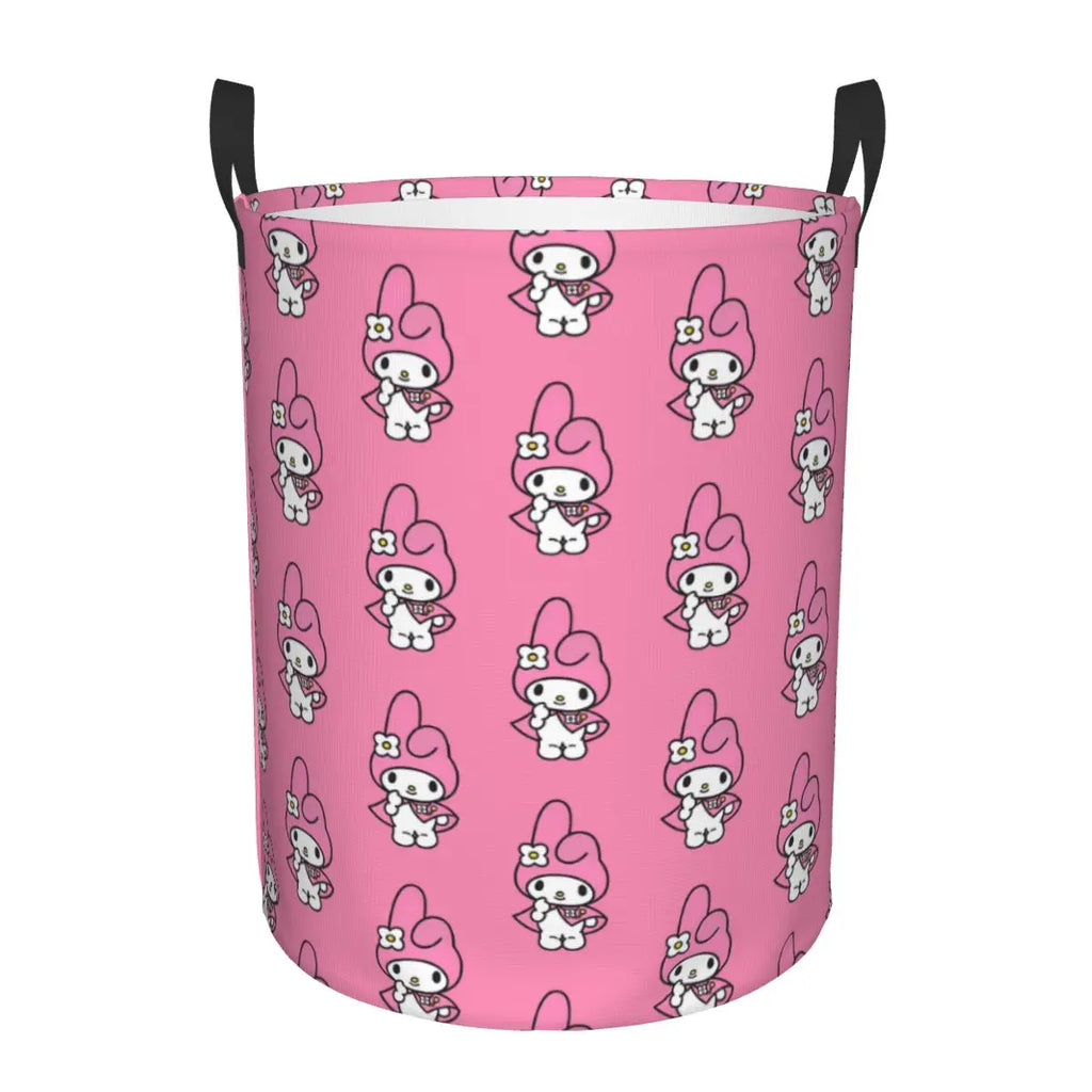 Custom Melody Laundry Basket Collapsible Pink Rabbit Clothes Hamper for Baby Kids Toys Storage Bin