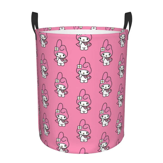 Custom Melody Laundry Basket Collapsible Pink Rabbit Clothes Hamper for Baby Kids Toys Storage Bin
