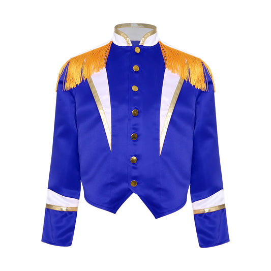 Boys Girls Marching Band Uniform Long Sleeve Tassel Nutcracker Jacket Coat Guard Outerwear for Christmas Drum Major Performance