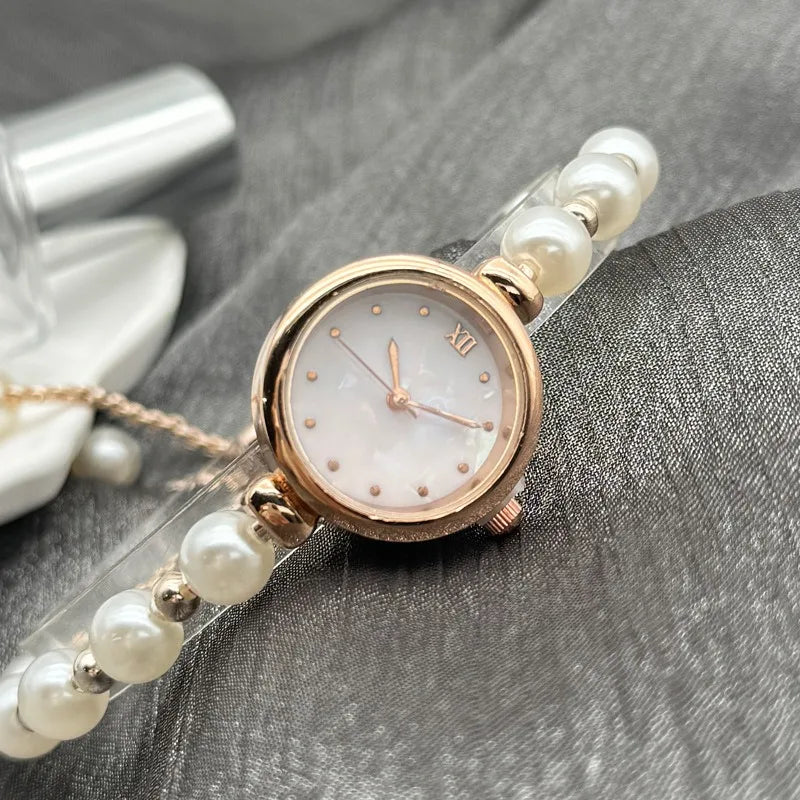 Luxury Adjustable Pearl Bracelet Quartz Watch for Women High-End Light Luxury Niche Market Elegant Timepiece can be customized