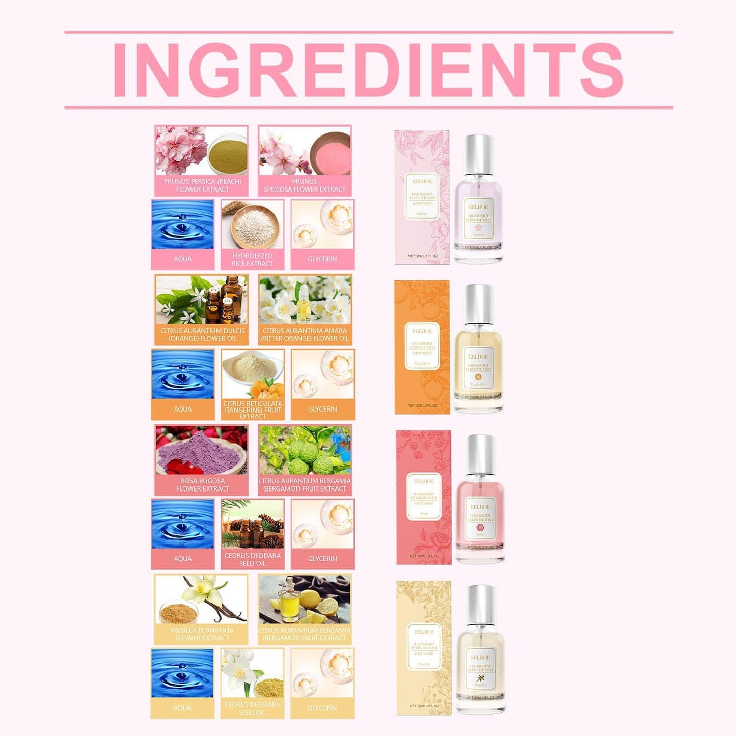 EELHOE Body Hair Perfume Spray Body Skin Hair Long-Lasting Fragrance
