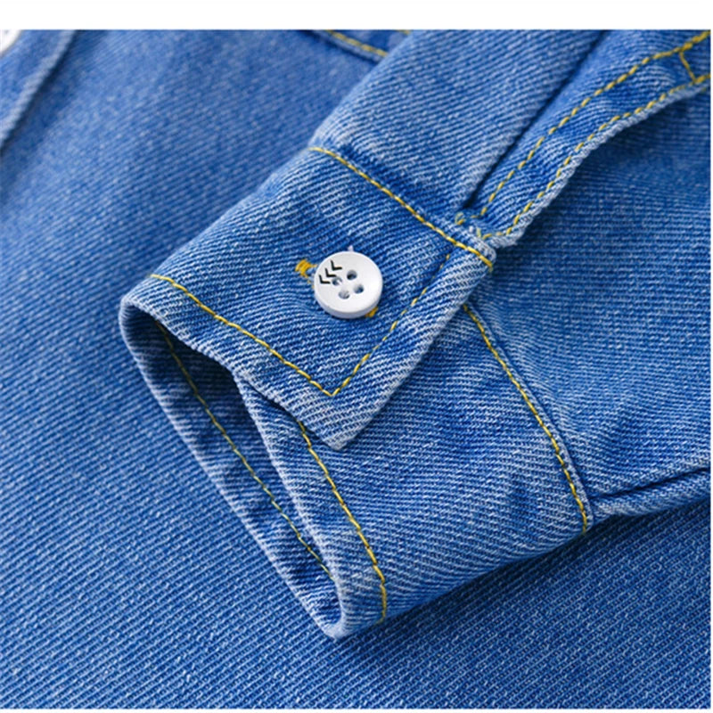 Classic Design Baby Kids Denim Jacket with Front Pockets for Boys Casual Outfit Children Fashion Denim Coat Age 2 To 9 Years Old