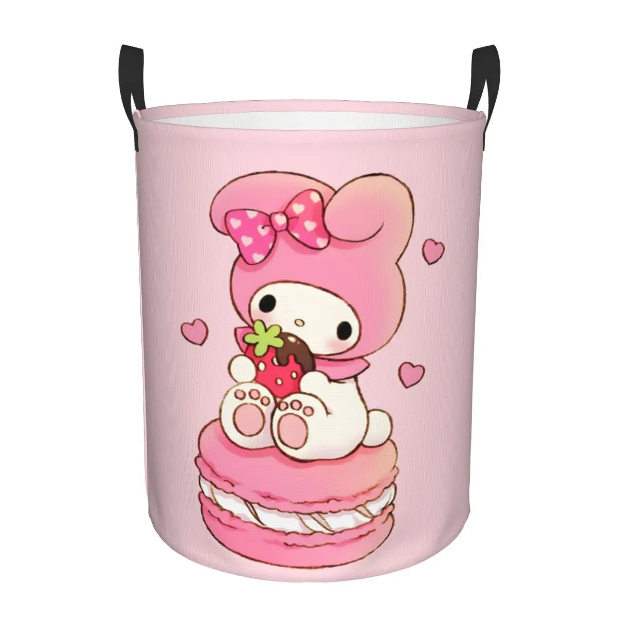 Custom Melody Laundry Basket Collapsible Pink Rabbit Clothes Hamper for Baby Kids Toys Storage Bin