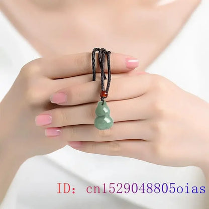 Burmese Jade Gourd Pendant Gift Luxury Stone Necklace Jewelry Natural Green Amulet Charms Carved Men Vintage Emerald Jadeite