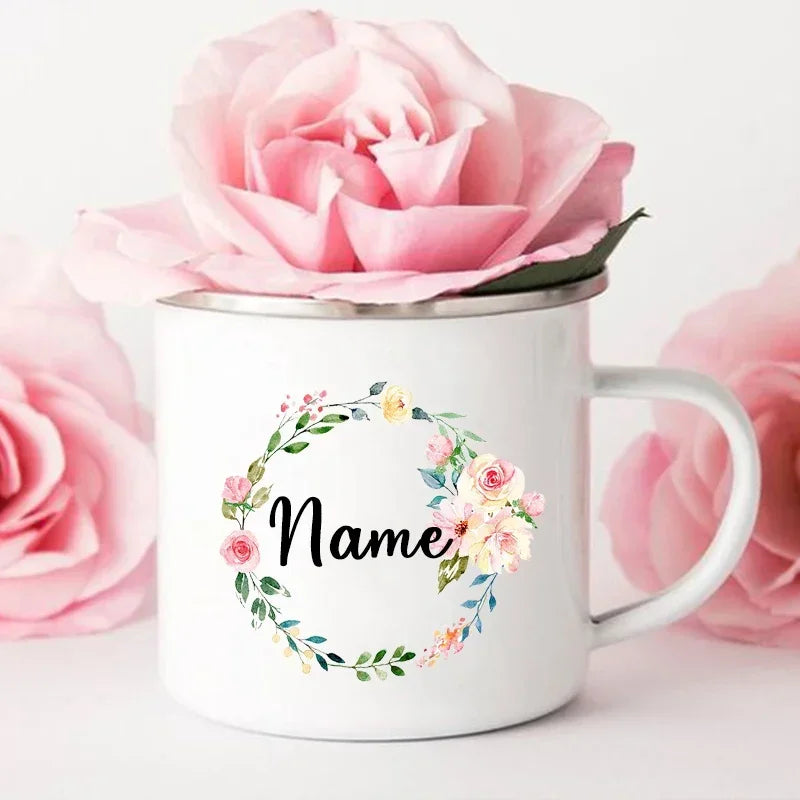 Personal Custom Name Enamel Mug, Bachelorette Party, Coffee Wine Mug, Bridesmaid Cup, Wedding Bridal Shower, Bride Team Gifts
