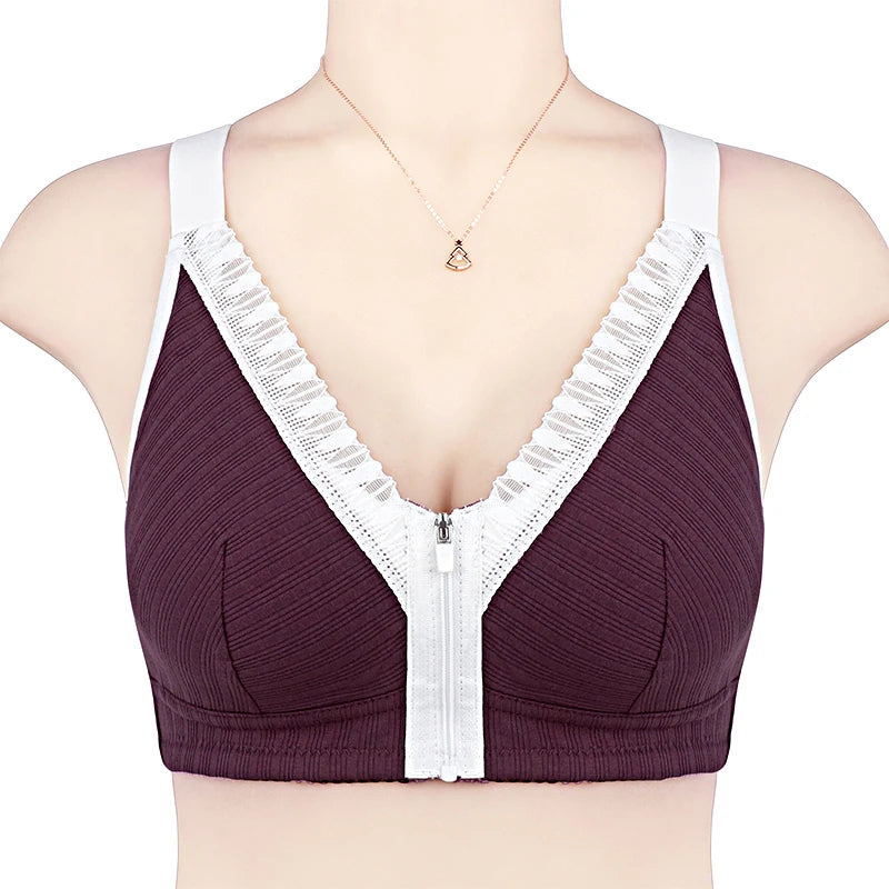Sexy Bra Lace Women Front Closure Bra Wire Free Underwear Confortable Lingerie Cotton Bralette Large Bust 52/120 B C