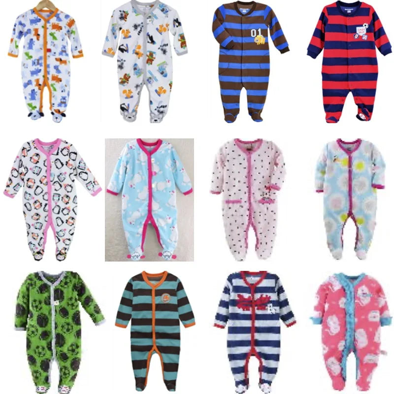 Fleece Baby One-Piece Romper With Footies bodysuits newborn sleepwear girl jumpsuit boy pajamas overalls cotton clothes