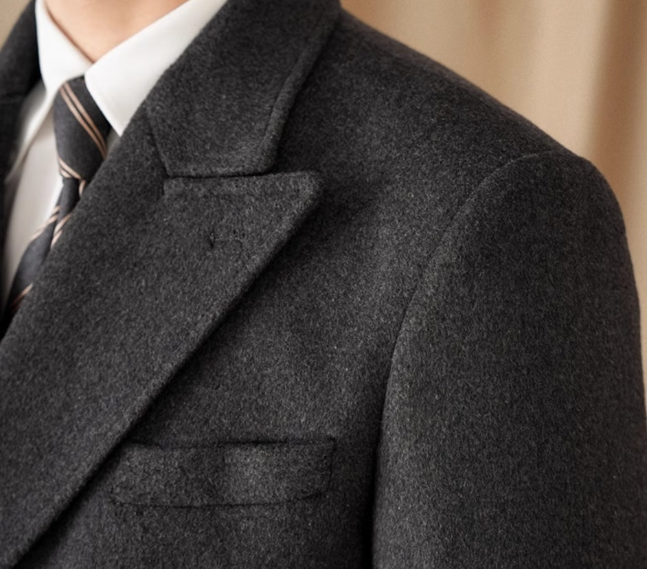 HauteWool™ – Double-Breasted Wool Coat (25% Wool Blend)