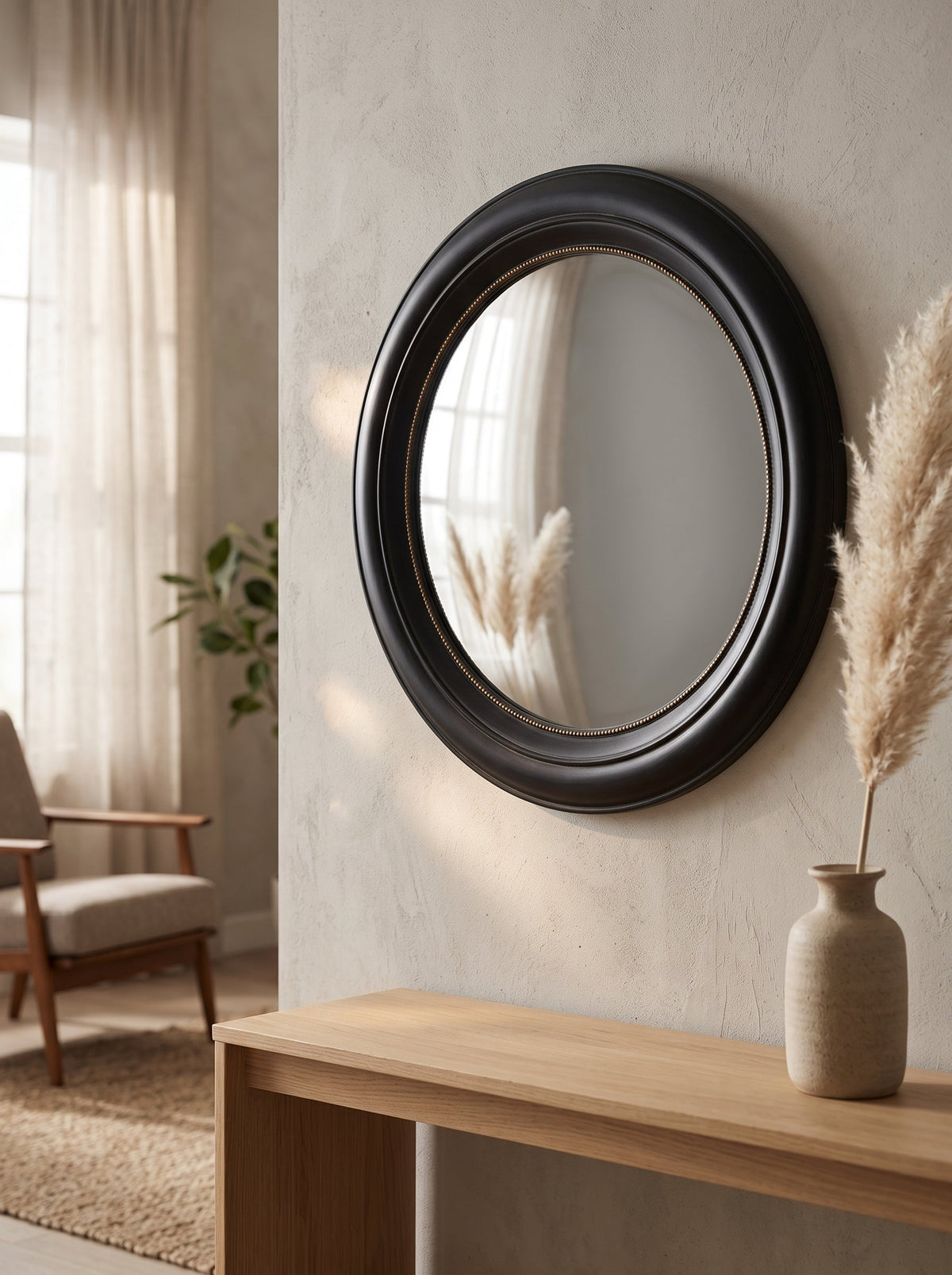 Round Black Wall Mirror for Entryway or Bathroom, 20.5 in