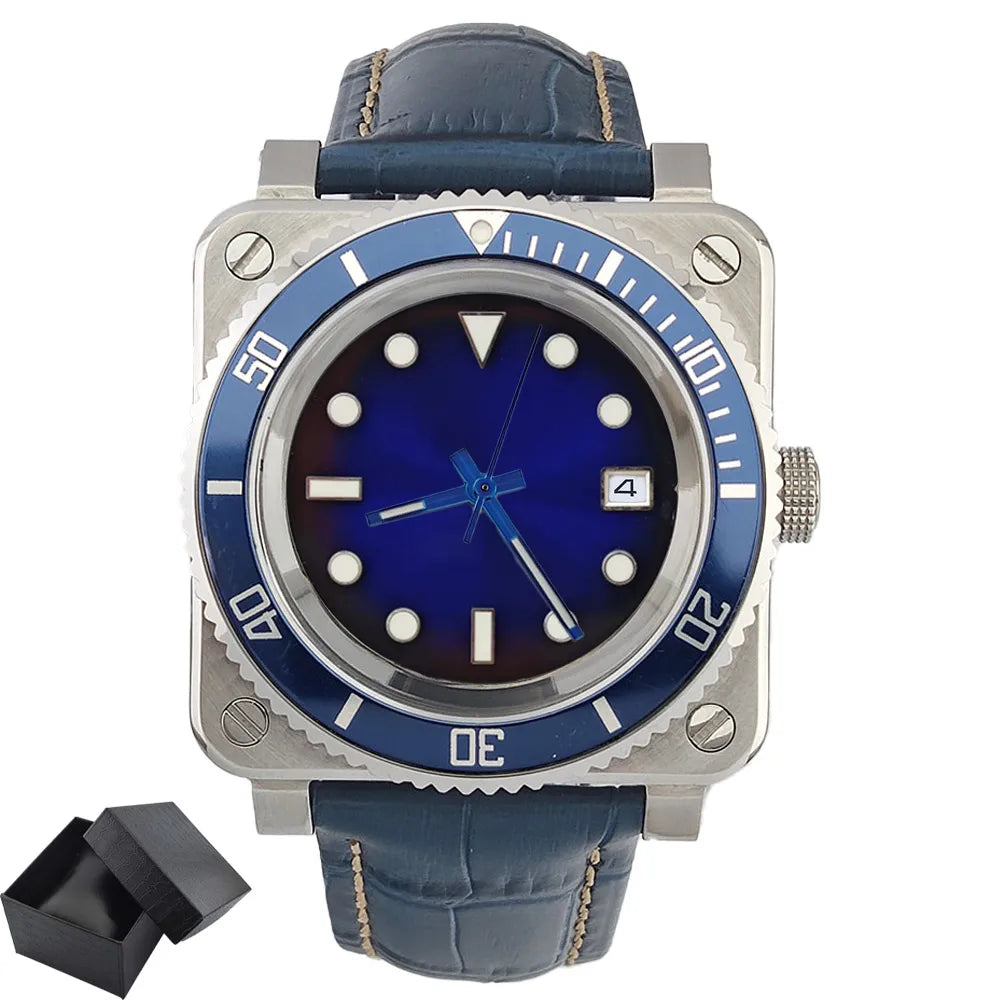 Fashionable square men's watch NH35  Luxury sports automatic movement Sapphire glass water-resistant 10ATM cowhide strap watches