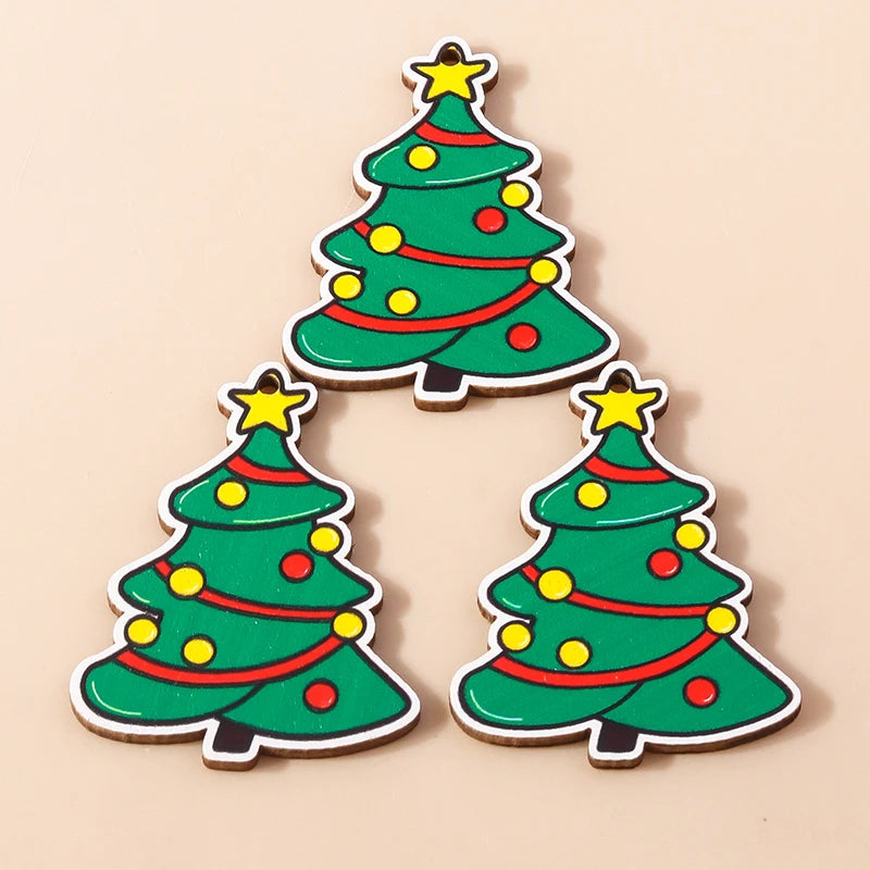 Leslie 10pcs Fashion Christmas Charms Cute Christmas Tree Deer Bell Snowman Pendant for Earring Necklace Making Accessories