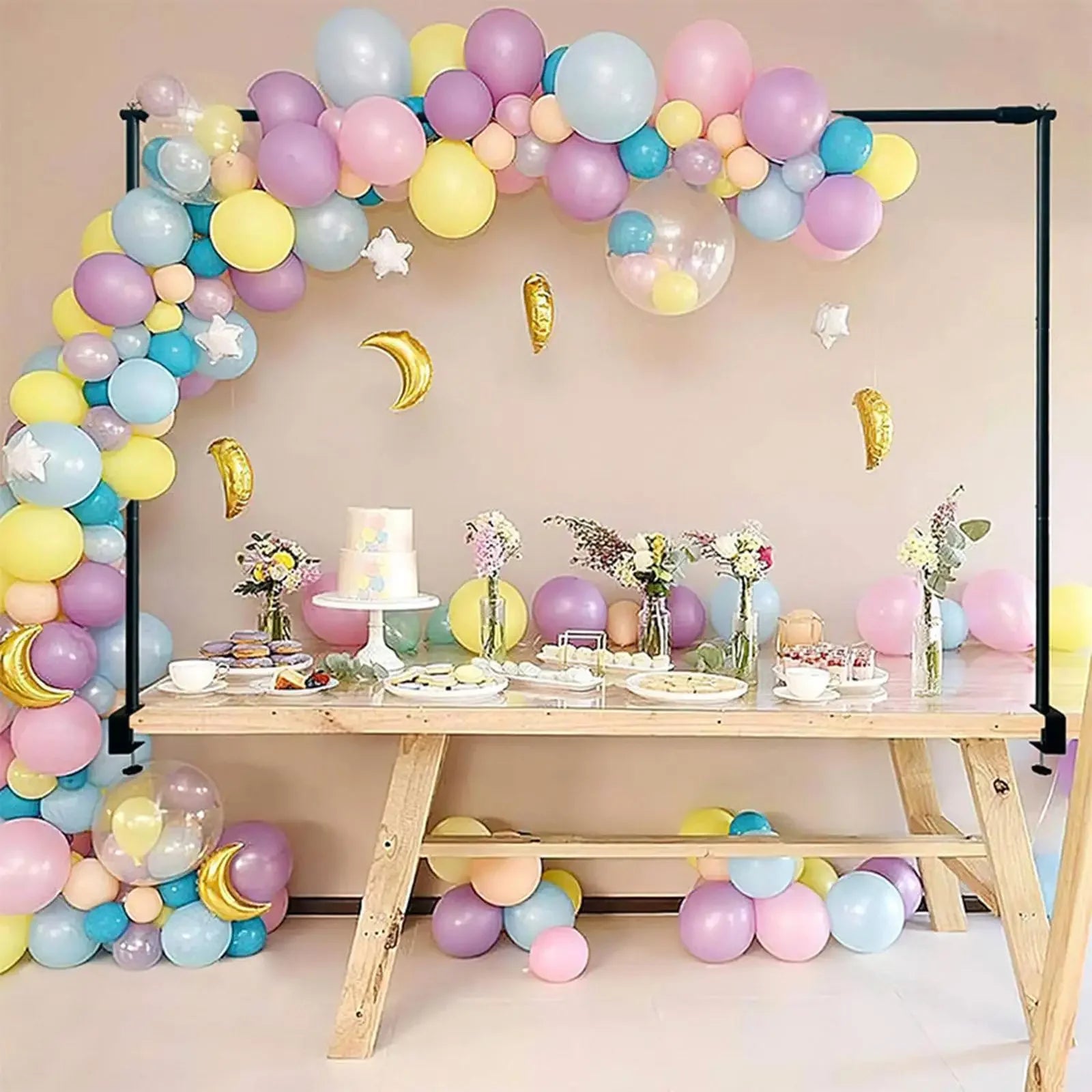 over The Table Rod Stand with Clamps Adjustable Backdrop Stand Balloon Flower Arch Stand for Holiday Wedding Party Decoration