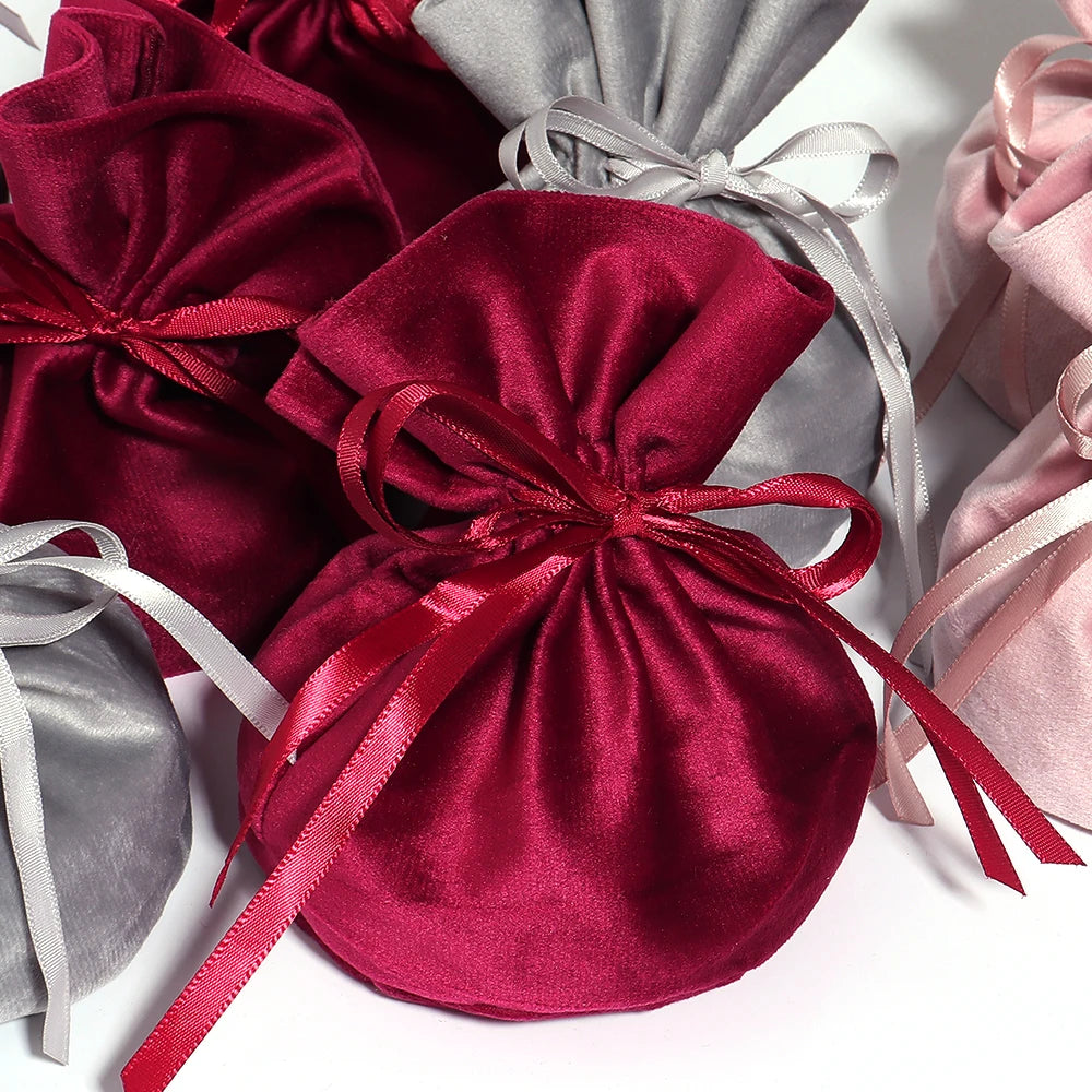 High Quality Pink Velvet Bag Gift Bags for Wedding Party Christmas Drawstring Gift Bags Candy Pouches Velvet Package Bags