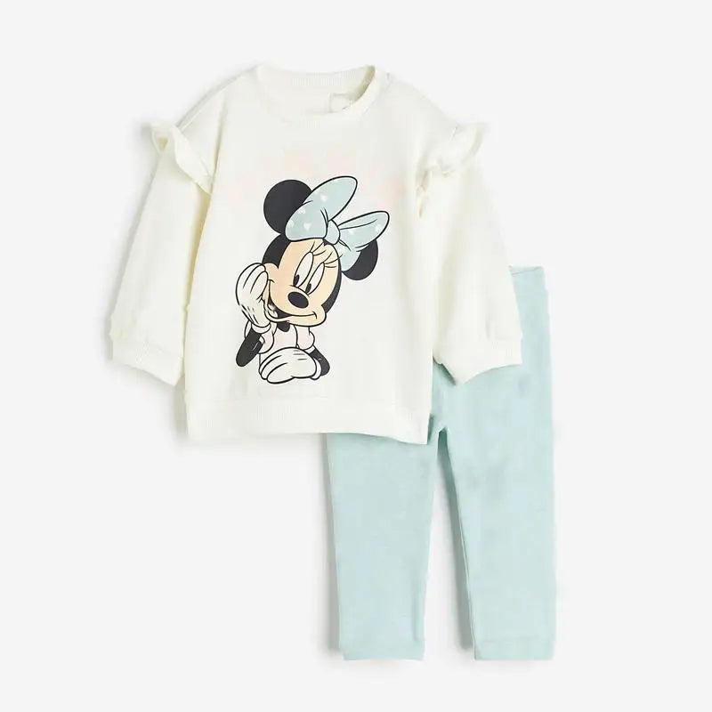Brand Autumn Clothes Baby Casual Long-sleeved Outfits Cartoon Sweatshirt Solid Color Leggings New Cute Hoodies+Pants 2Piece/Set