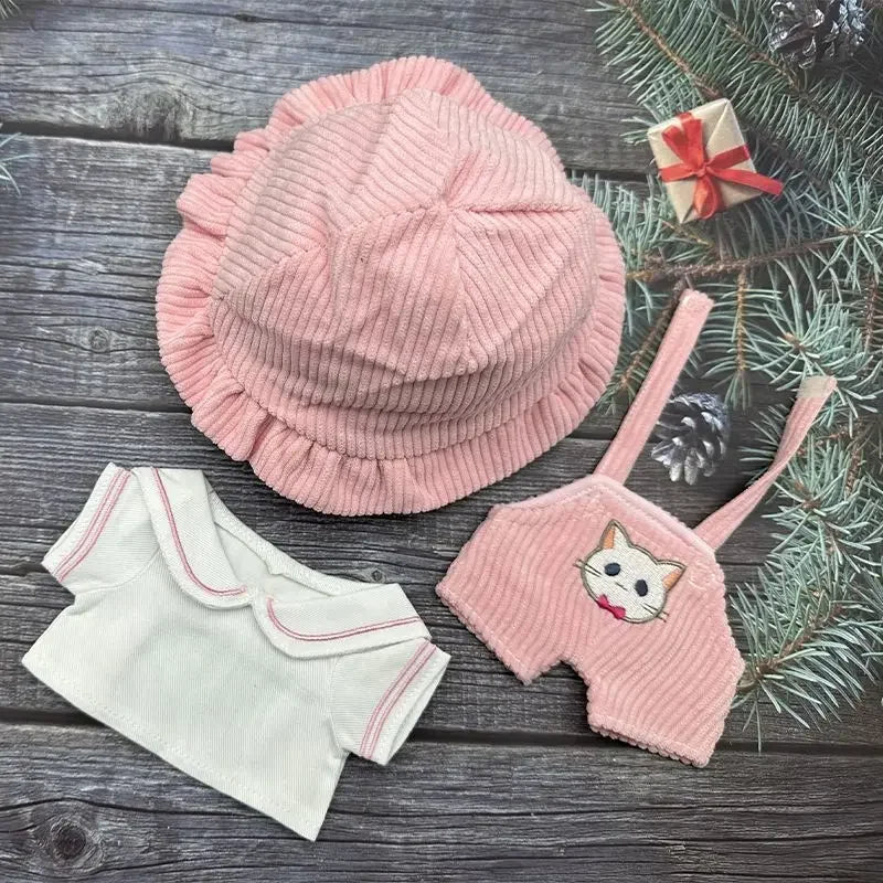 Cute plush 20CM cotton baby clothes three piece set, summer internet famous casual idol thin accessories