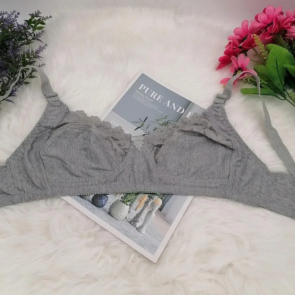 Hollow out lace sexy bra Comfortable Cotton Bras For Women Wireless Bra Plus Size Unlined Breathable Underwear Soft Lingerie C31