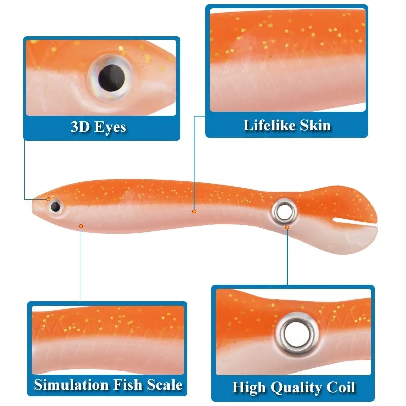 5pcs Fishing Soft Lure Plastic Baits 2g/6g Bionic Fishing Bait Outdoor Fishing Supplies Soft Bait Fake Bait