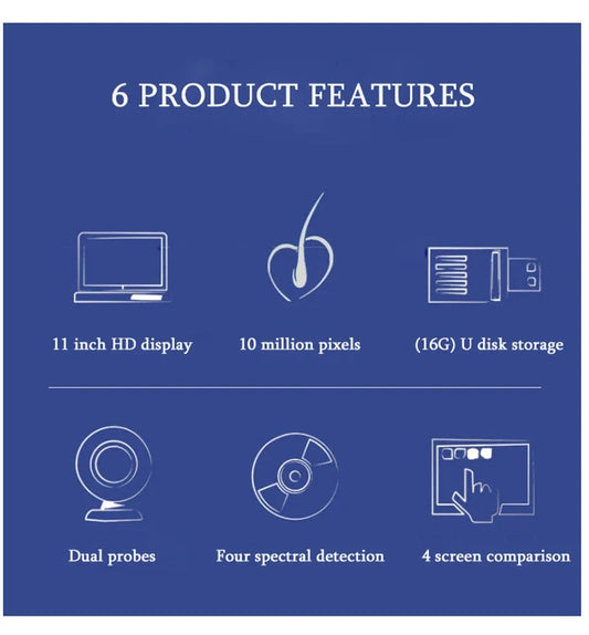 Skin Analyzer Machine Professional Scalp Detector Hair Follicles Oil Moisture Tester Facial Skin Hair Analyser Machine 11inch