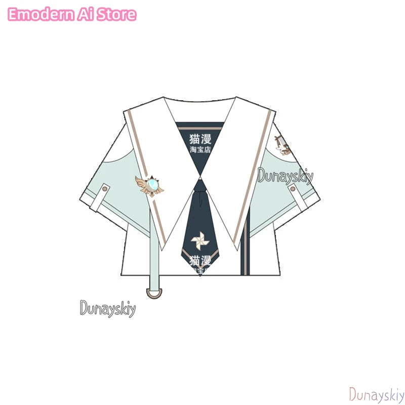 Anime Genshin Impact Cosplay Venti Women jiakei Dress Costumes Loose Jacket Coat Hoodie Short Sleeved Skirt Set Disguise Outfit