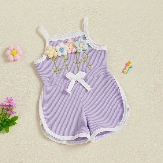 Toddler Baby Girl Summer Playsuits Sleeveless Spaghetti Strap Crochet Flower Romper Shorts Infant Short Jumpsuit Clothes