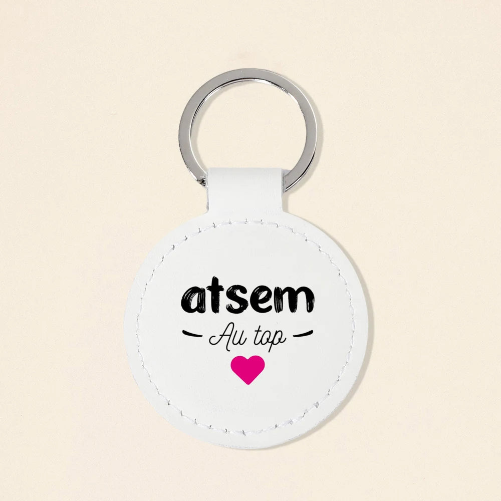 Super Atsem Maitre Maitresse Print Keychain Leather Circle Keyring Teacher Life Key Chain Teacher's Day Thanks Gift for Teacher