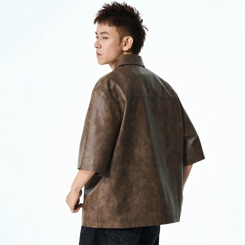 High Quality Men Fashion New Biker PU Leather Jacket Mens Vintage Motorcycle Jacket Male Bomber Coat Winter Lapel Pu Overcoat