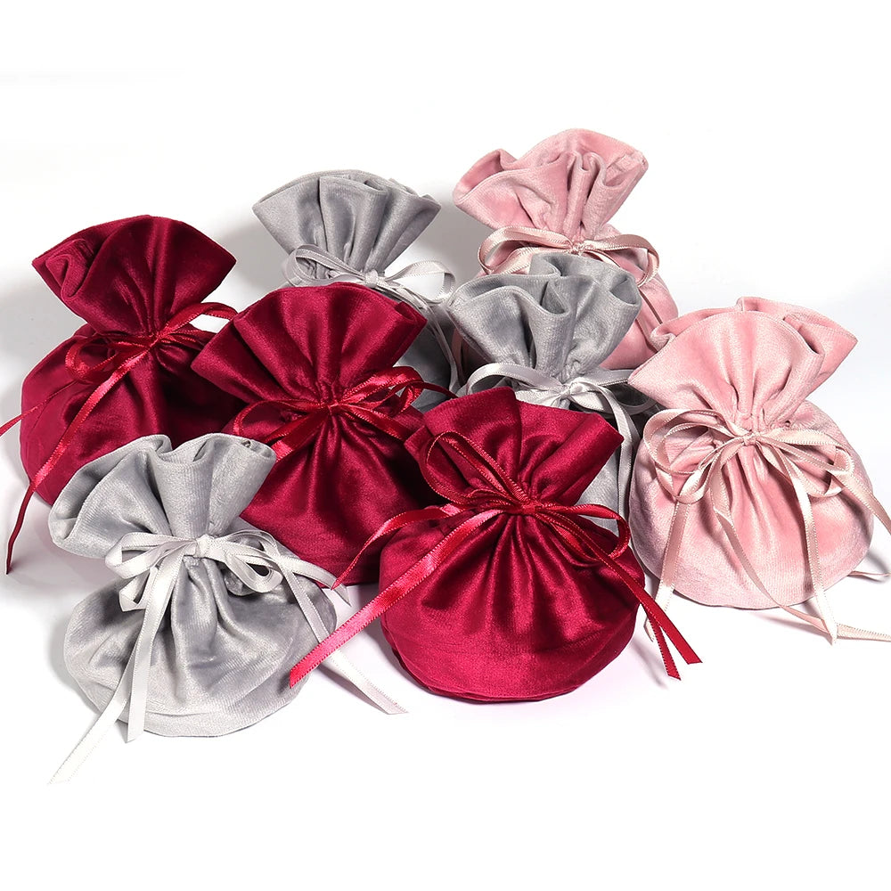 High Quality Pink Velvet Bag Gift Bags for Wedding Party Christmas Drawstring Gift Bags Candy Pouches Velvet Package Bags