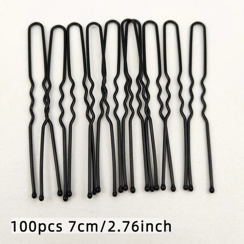 50/100 PCS Women 5/6/7/8 cm Hair Waved U-Shaped Bobby Pin Barrette Grip Clip Bridal Hairpins Black Metal Hair Accessories