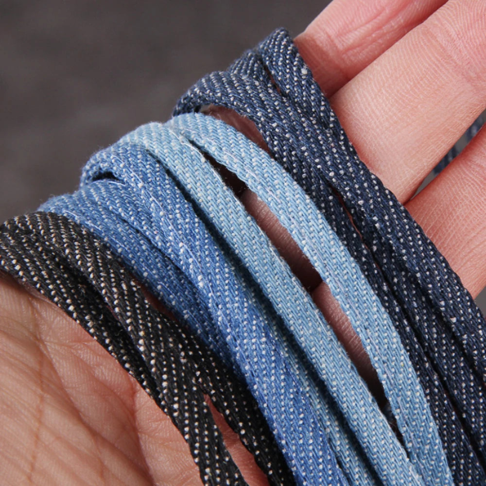 5meters 5mm Denim Strap Falt Cord Cowboy Fabric Rope for DIY Crafts Bracelets Hair Accessory Making Home Decor Findings