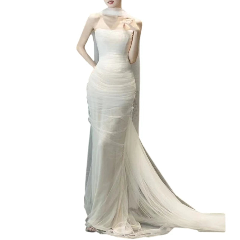 Bridal Neckerchief Cathedral Long Bridal Scarves Simple Wedding Ceremony Scarf for Brides and Gala Evenings