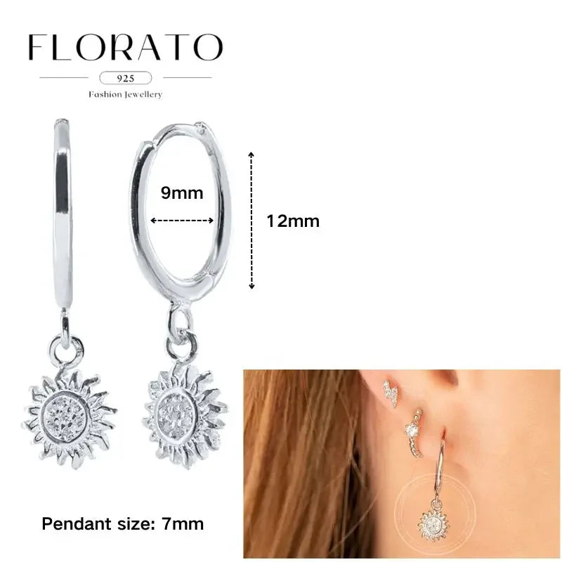 925 Sterling Silver Ear needle European And American Style Hoop Earrings Round square Pendientes Fashion For Women Birthday Gift