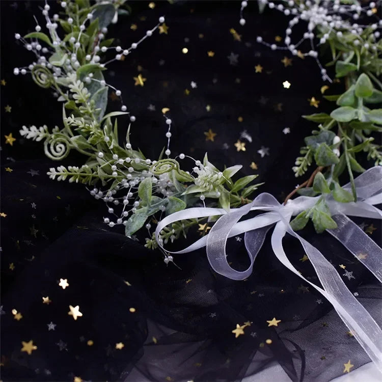 Bride Hair Accessories Fairy Tale Green Plants Simulation Leaf Beads Artificial Leaf Beads Necklace Wreath Wedding Decorations