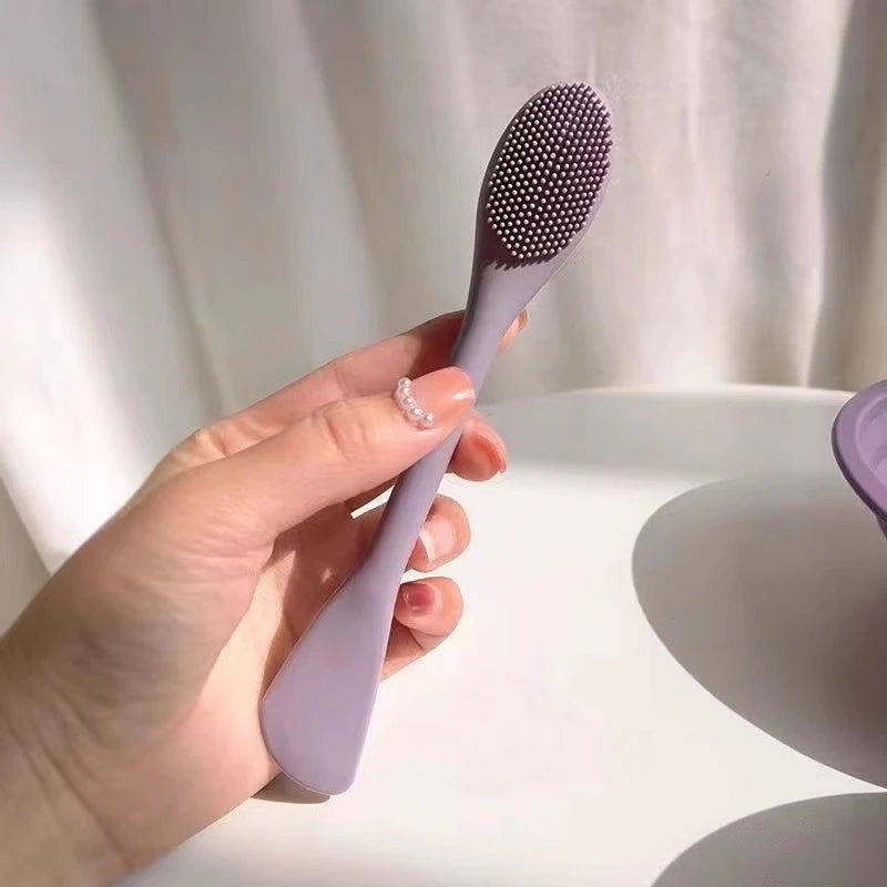 Double head silicone facial mask Brush soft hair mud film Brush Face cleaning mud film Apply mold adjusting stick tool
