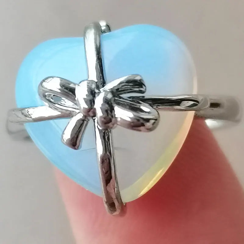 Blue Sand Heart Bead Ring PWB1093